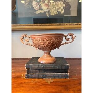 Vintage Copper-Tone Pedestal‎ Bowl with Dragon Handles